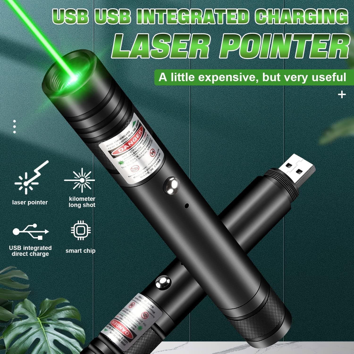 LUEIIN Green Laser Pointer for Presentations – Bright Green Laser Beam, USB Rechargeable, Lightweight Presenter Clicker for Teaching, Meetings & Conferences