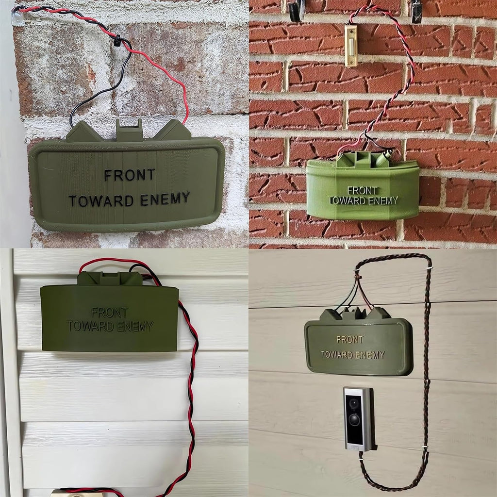 Letrero de timbre para broma de broma y bromas de regalo, frente hacia el enemigo, alambre de mina falsa, replicante con texto en inglés "Do Not Knock Disturb", timbre de puerta, cubierta de botón de no solicitar, decoración (1 juego)