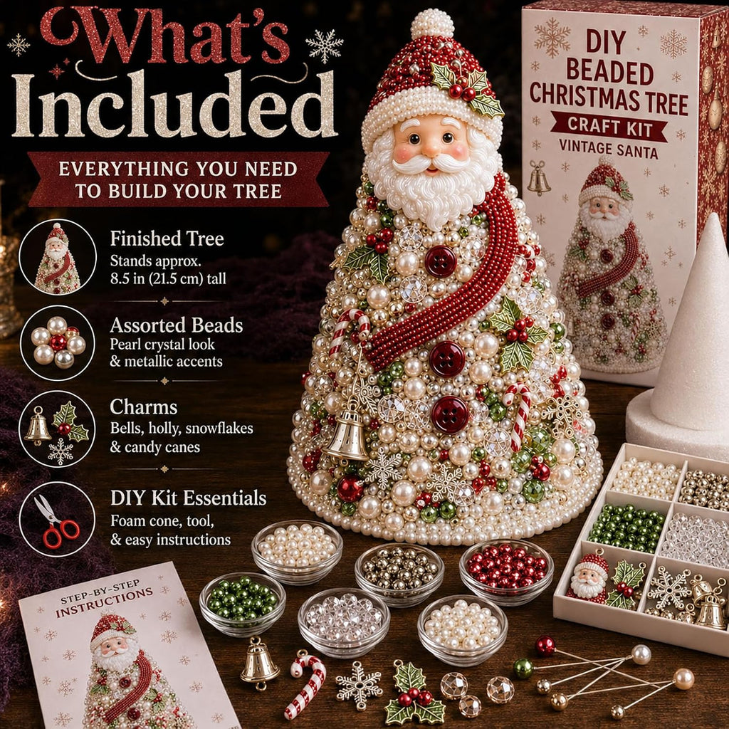 DIY Beaded Christmas Tree Kit – Handmade Tabletop Holiday Decoration Craft Set