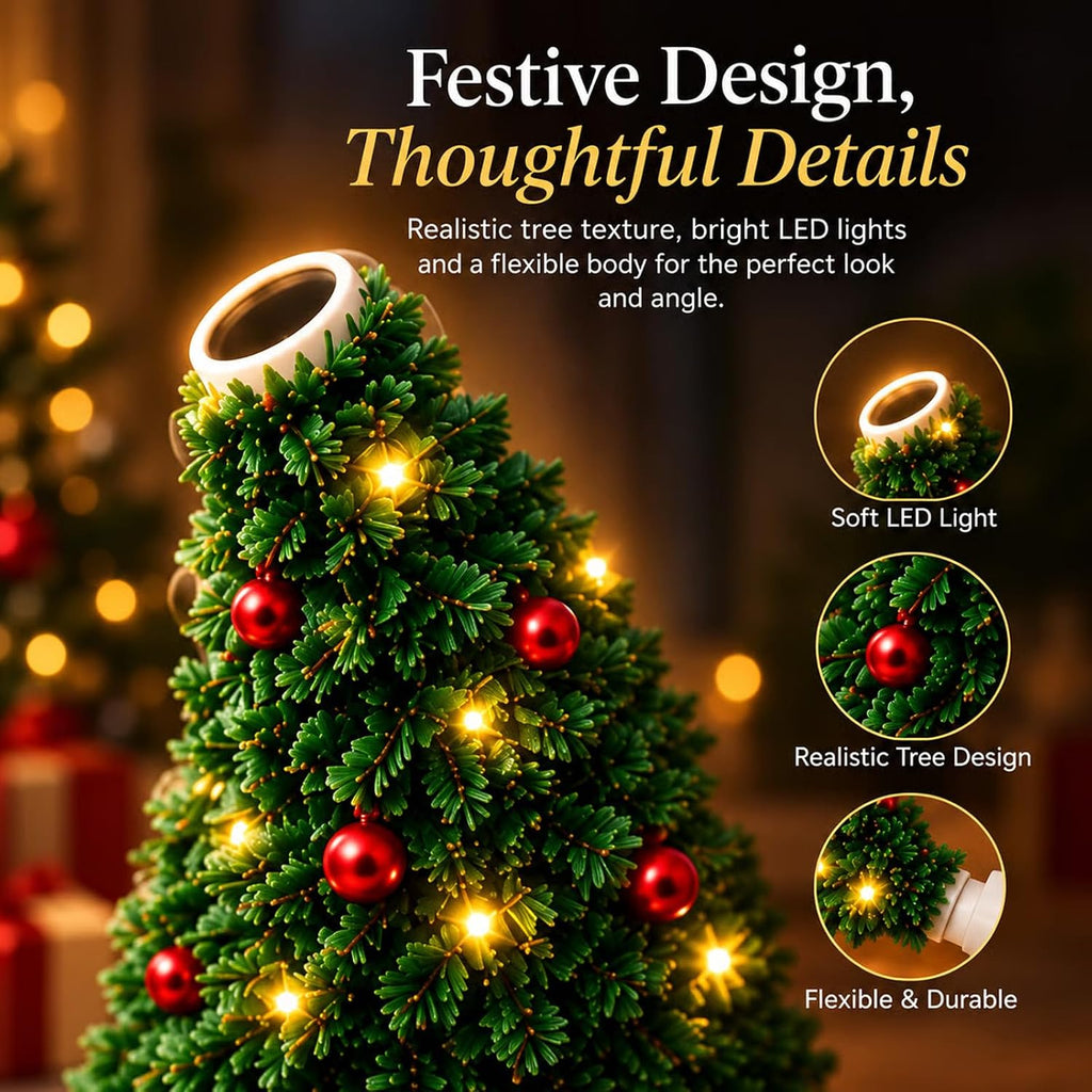 Christmas Projector Light – USB Flexible Tree Lamp with 6 Festive Patterns