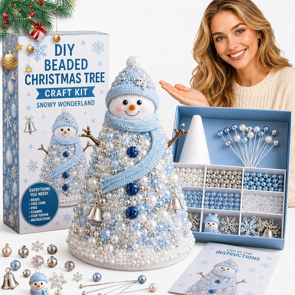DIY Beaded Christmas Tree Kit – Handmade Tabletop Holiday Decoration Craft Set