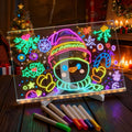 LED Acrylic Message Board with Stand – Reusable Light-Up Drawing & Writing Sign with Fluorescent Markers