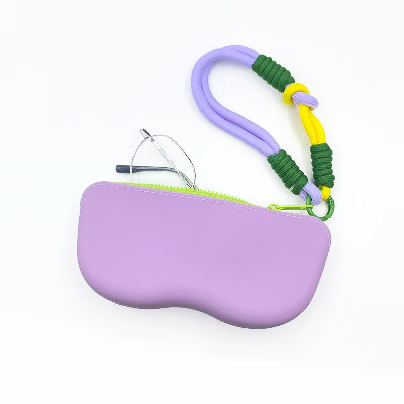Dopamine Silicone Eyeglasses Case – Detachable Wrist Strap & Lens Cloth