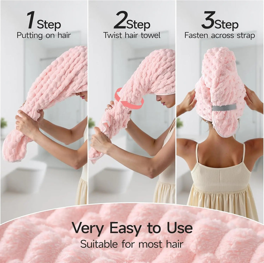 Extra-Thick Microfiber Hair Drying Towel Cap – Large Quick-Dry Hair Wrap