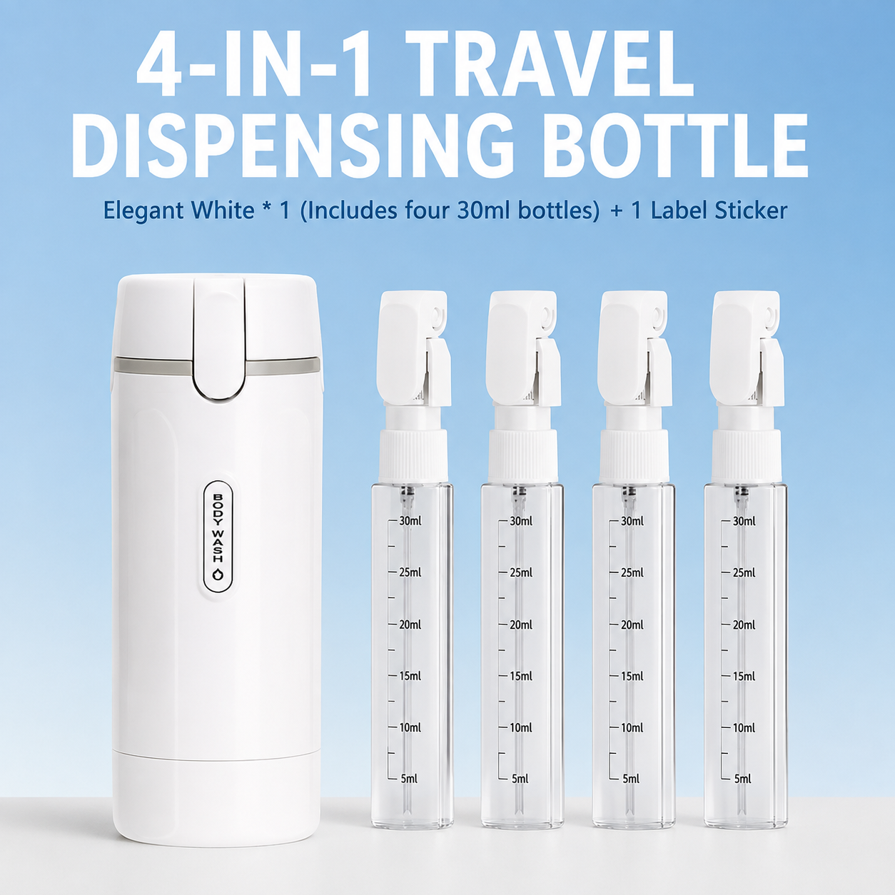 4-in-1 Travel Dispenser Bottles | TSA-Approved Leakproof Containers