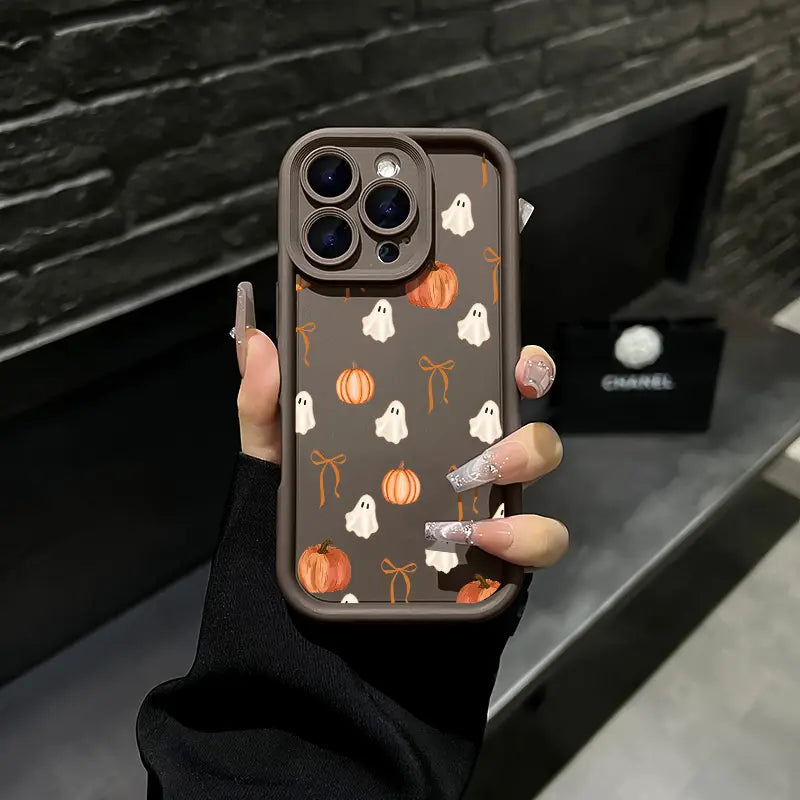 Halloween Ghost Pumpkin Bow Matte Phone Case | Shockproof Cover for iPhone & Samsung Galaxy