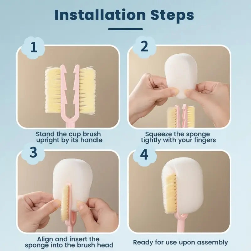 5-in-1 Bottle Cleaning Brush Set – Silicone Scrubber with Straw Brush