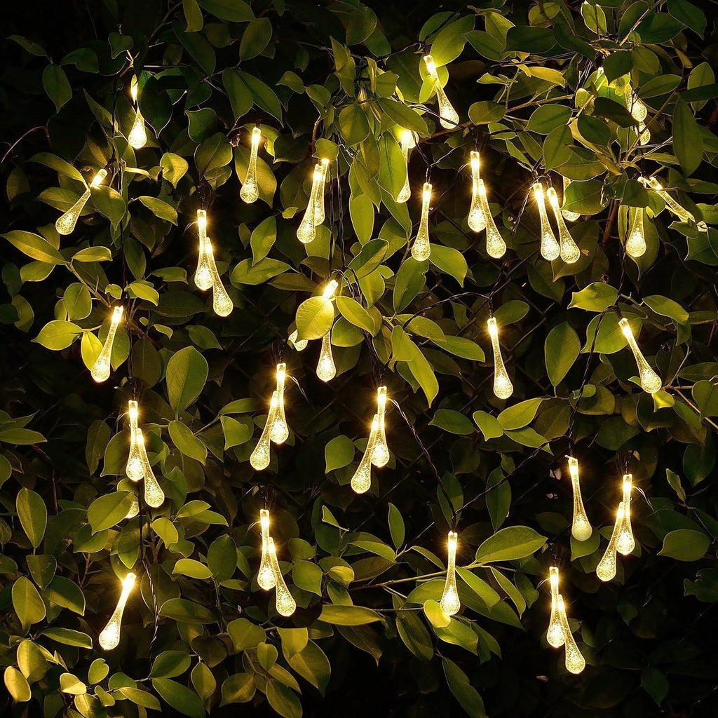 Glowing Teardrop LED String Lights – Solar, USB or Battery-Powered Fairy Lights for Patio, Wedding & Holiday Décor