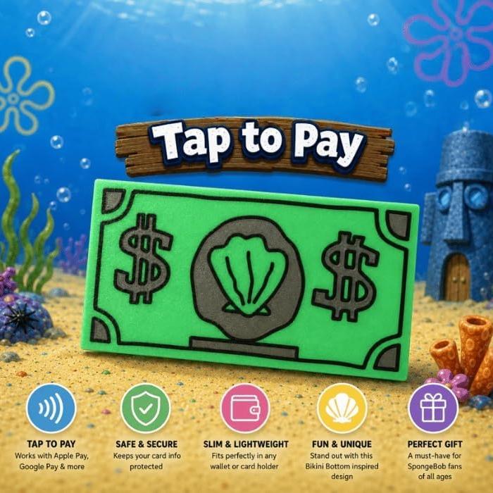 Tap-to-Pay Card Holder – 3D-Printed PLA, Novelty Cartoon Cash-Bill Payment Card Sleeve for Contactless Checkout, Funny Gag Gift for Adults, Green