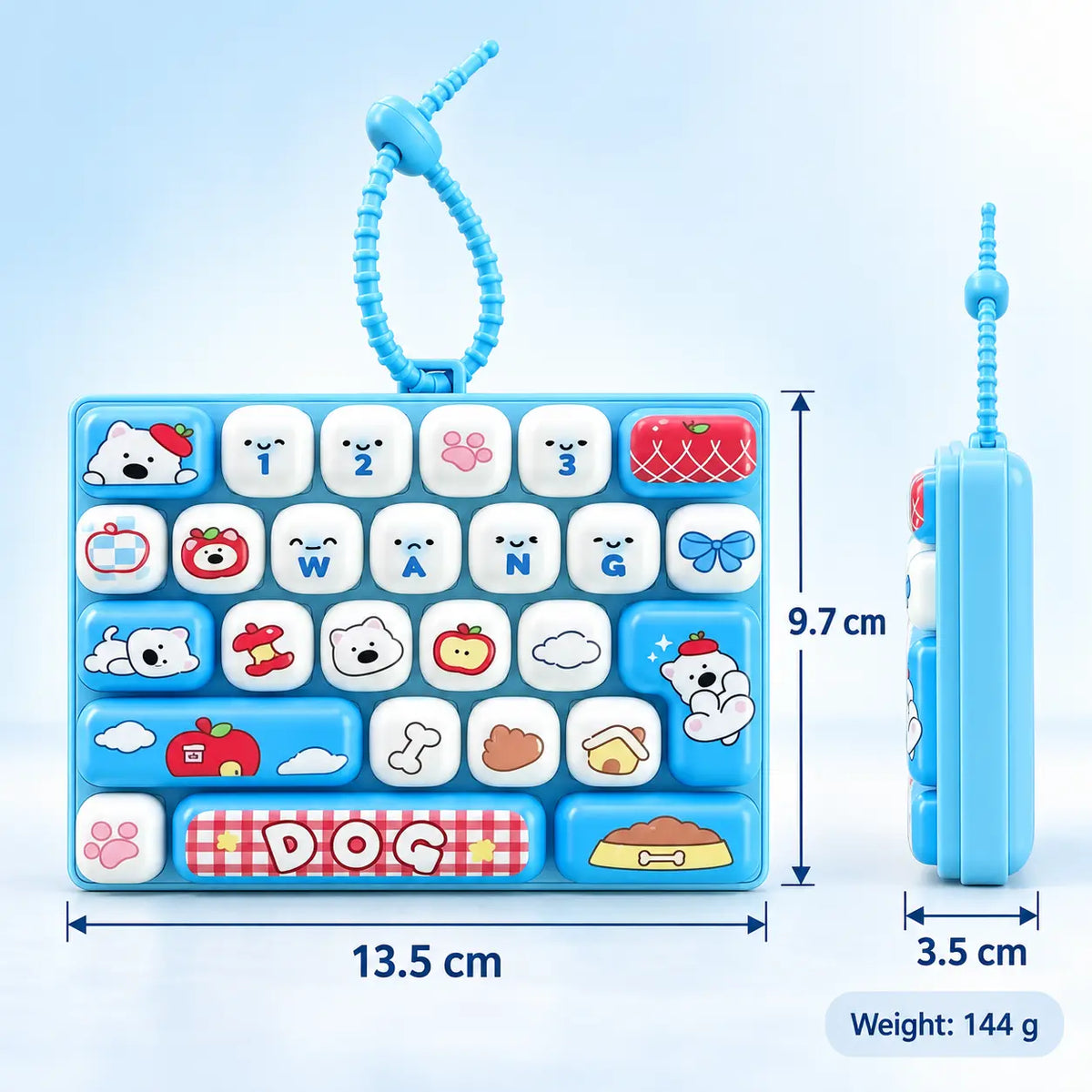 26-Key Mini Fidget Keyboard Keychain – Portable Press Toy & Backpack Accessory
