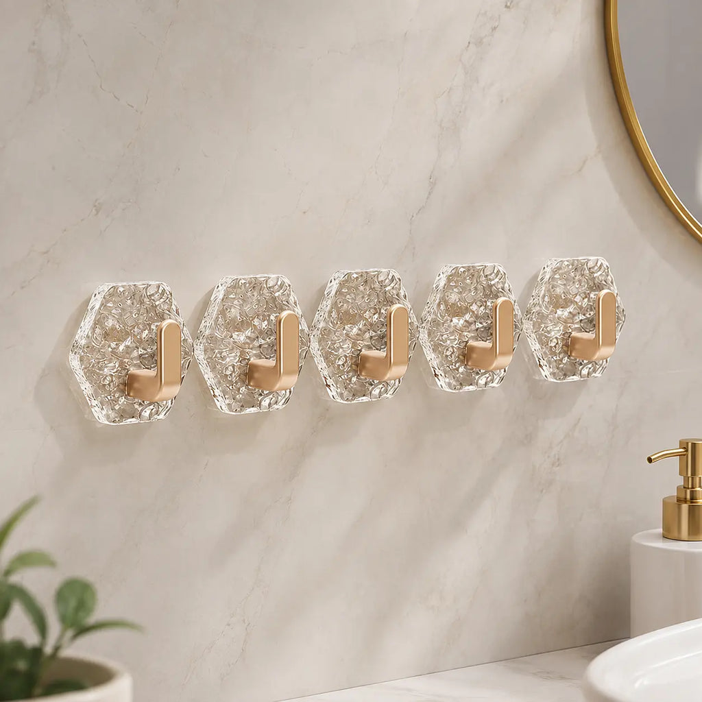 Heavy-Duty Self-Adhesive Hexagonal Hooks – Waterproof Rustproof Wall Hooks for Bathroom, Kitchen & Home Organization