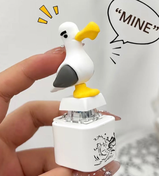 Seagull MINE! Button Keychain-Real Sound & LED Light, Funny Interactive Gift for Friends & Family