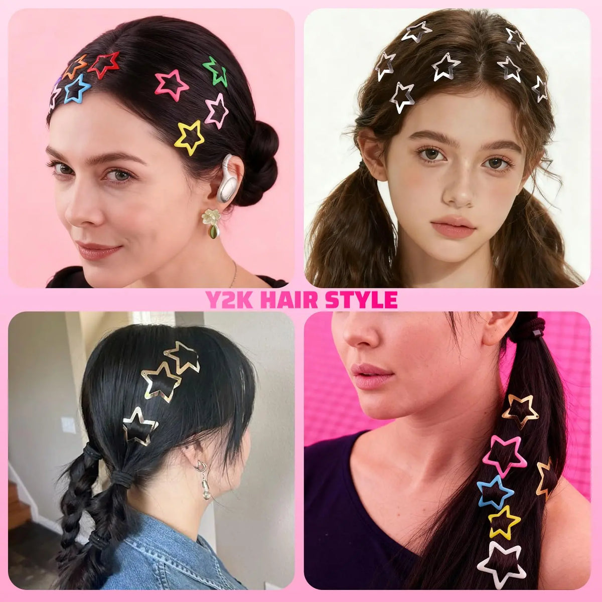 100PCS Colorful Star Snap Hair Clips – 20-Color Y2K Barrettes for Girls & Kids