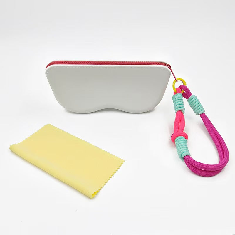 Dopamine Silicone Eyeglasses Case – Detachable Wrist Strap & Lens Cloth