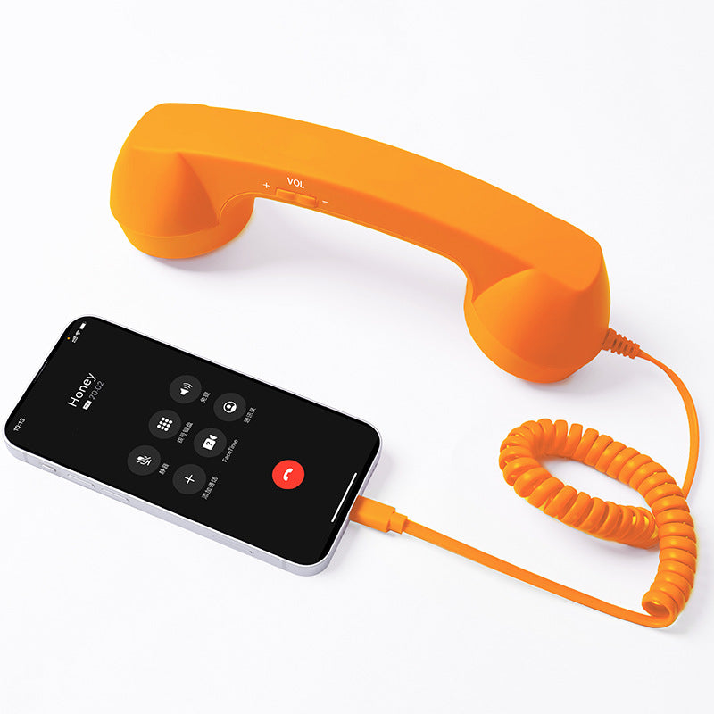 Retro Phone Handset – Type-C / 3.5mm Wired Receiver with Mic & Volume Control