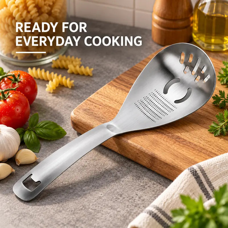 5-in-1 Kitchen Helper Tool – Masher, Grater, Strainer, Egg Separator & Bottle Opener