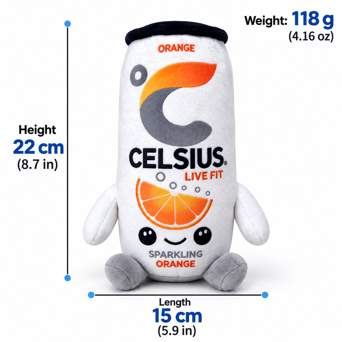 Energy Can Buddy Plush – 8.7" Funny Cartoon Desk Plush with Arms & Feet