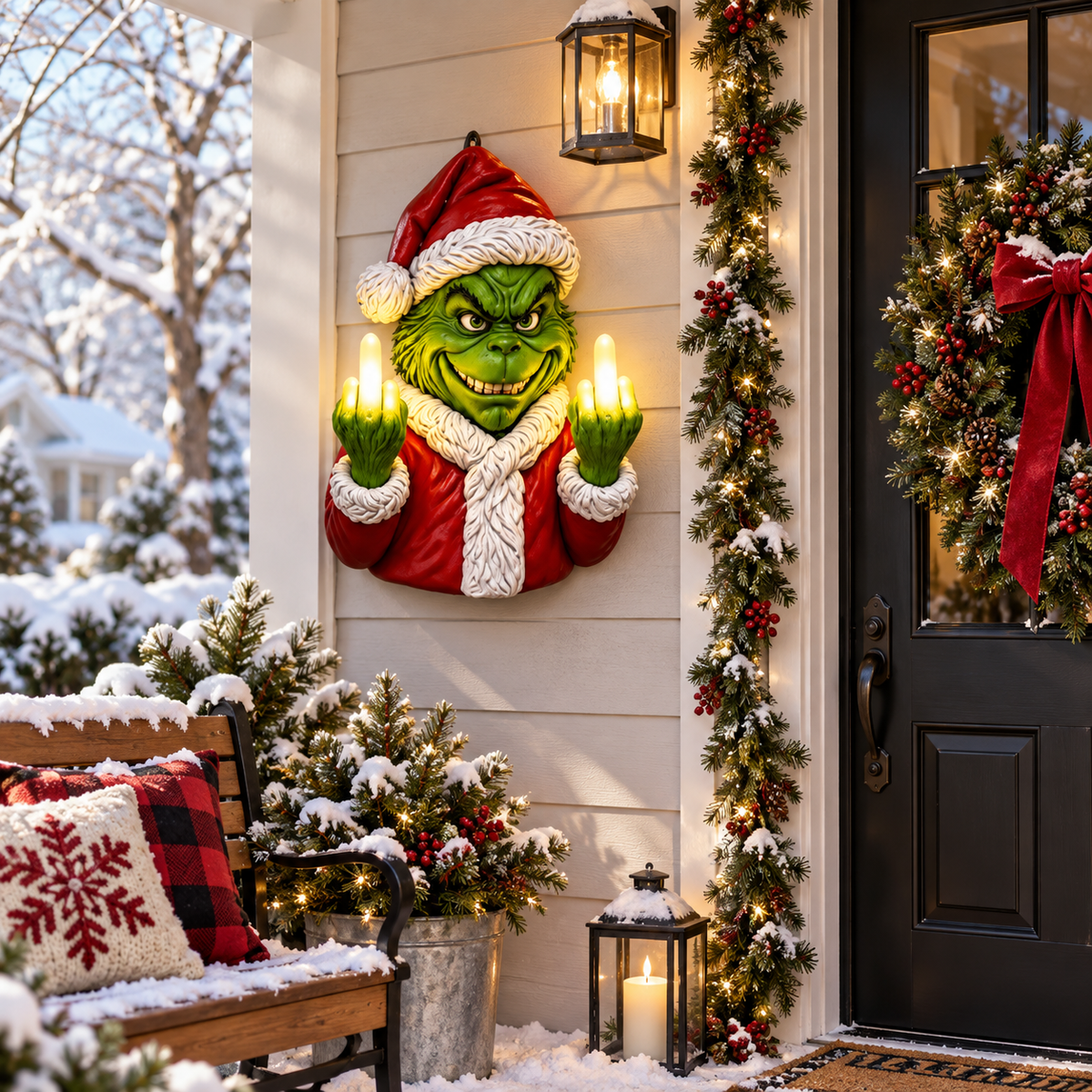 Christmas LED Middle Finger Wall Light – Funny 3D Holiday Decor