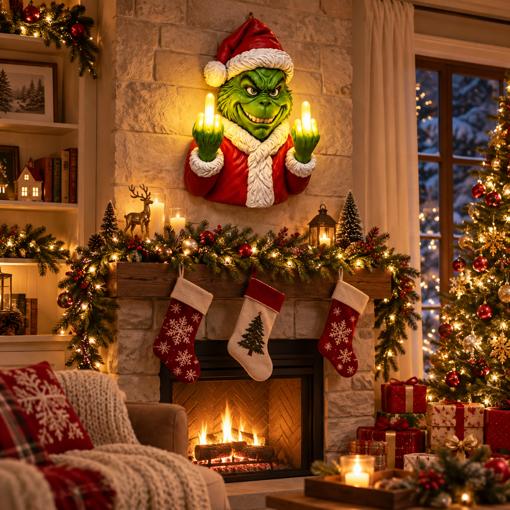 Christmas LED Middle Finger Wall Light – Funny 3D Holiday Decor