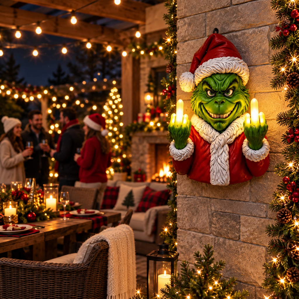 Christmas LED Middle Finger Wall Light – Funny 3D Holiday Decor