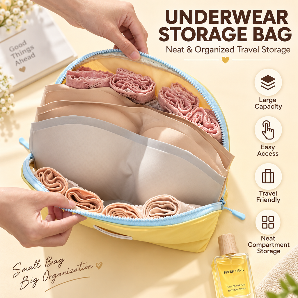 Travel Lingerie Organizer Bag – Bra, Underwear & Sock Storage Case