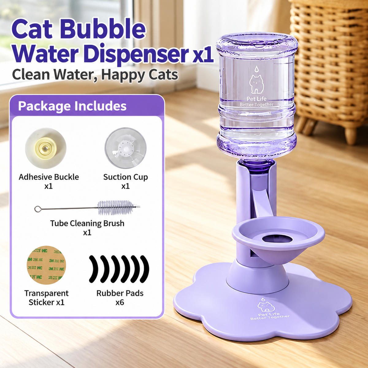 Gravity-Fed Pet Water Dispenser – Adjustable No-Electric Cat & Small Dog Water Bowl