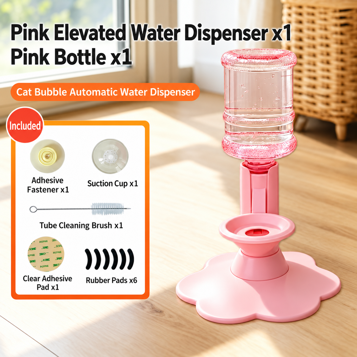 Gravity-Fed Pet Water Dispenser – Adjustable No-Electric Cat & Small Dog Water Bowl