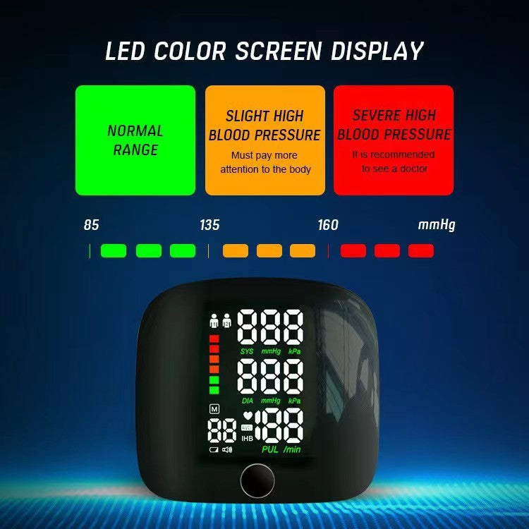 Rechargeable Wrist Blood Pressure Monitor – Touchscreen Digital Home BP Monitor