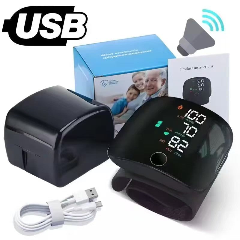 Rechargeable Wrist Blood Pressure Monitor – Touchscreen Digital Home BP Monitor