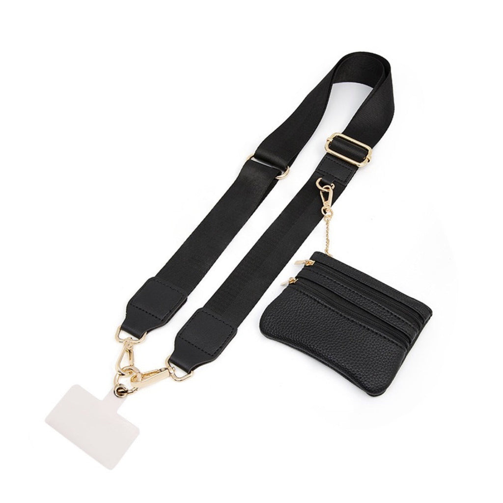 Adjustable Phone Shoulder Strap with Detachable Pouch for Hands-Free Carry