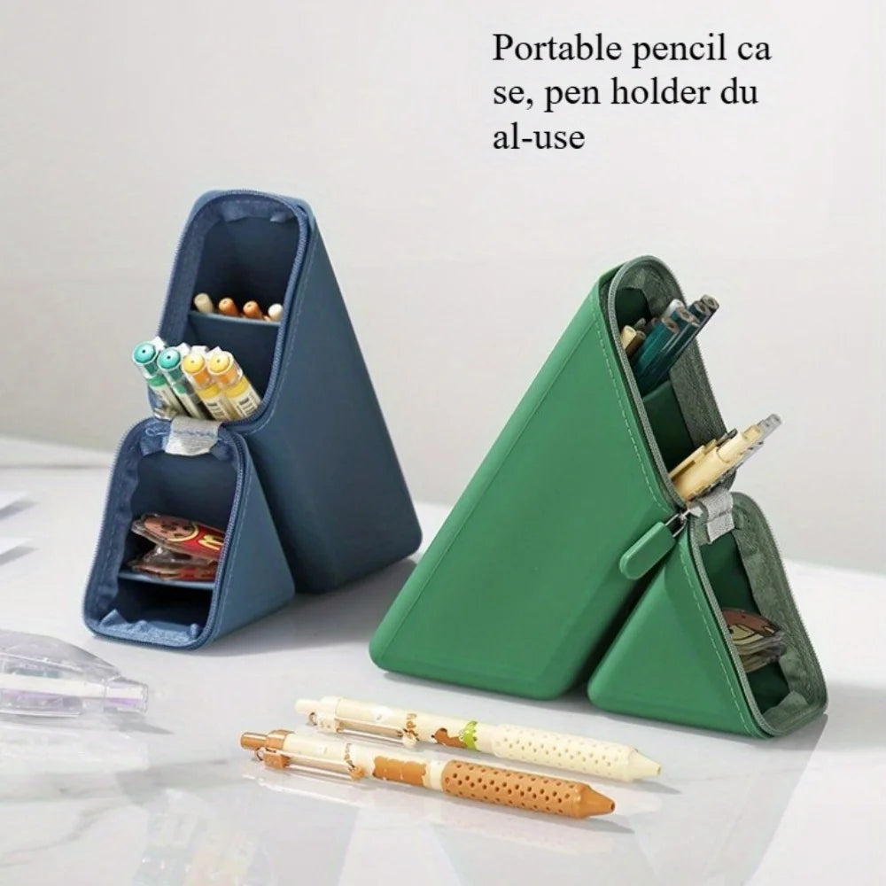 A Cute Pencil Case with a Foldable and Waterproof Silicone Pen Holder - Suitable for Desks, Study Rooms and Offices