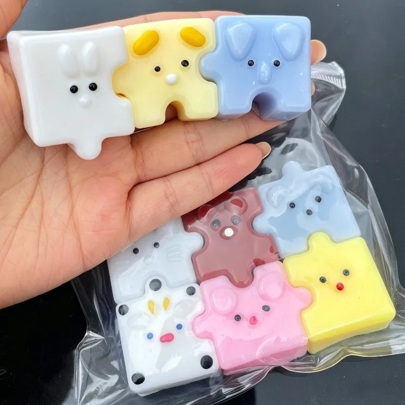 Squishy Silicone Jigsaw Puzzle Squeeze Toys Sticky Colorful Puzzle Toy Slow Rising Handmade Squeeze Toy Fun Jigsaw Puzzle Game
