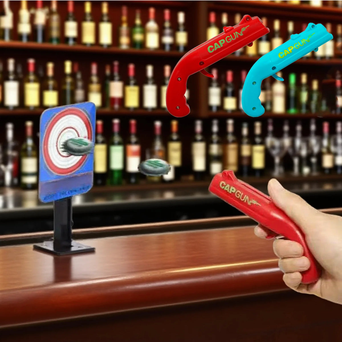 Cap Gun Bottle Opener – Fun Beer Cap Shooter for Parties & Bottle-Opening Games