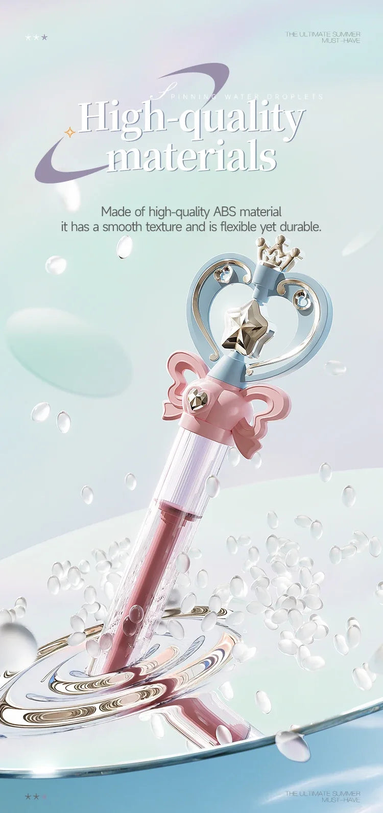 Magic Fairy Wand Water Gun, Pull-back Water Gun, Outdoor Water Play, Interactive Summer Toy for Children