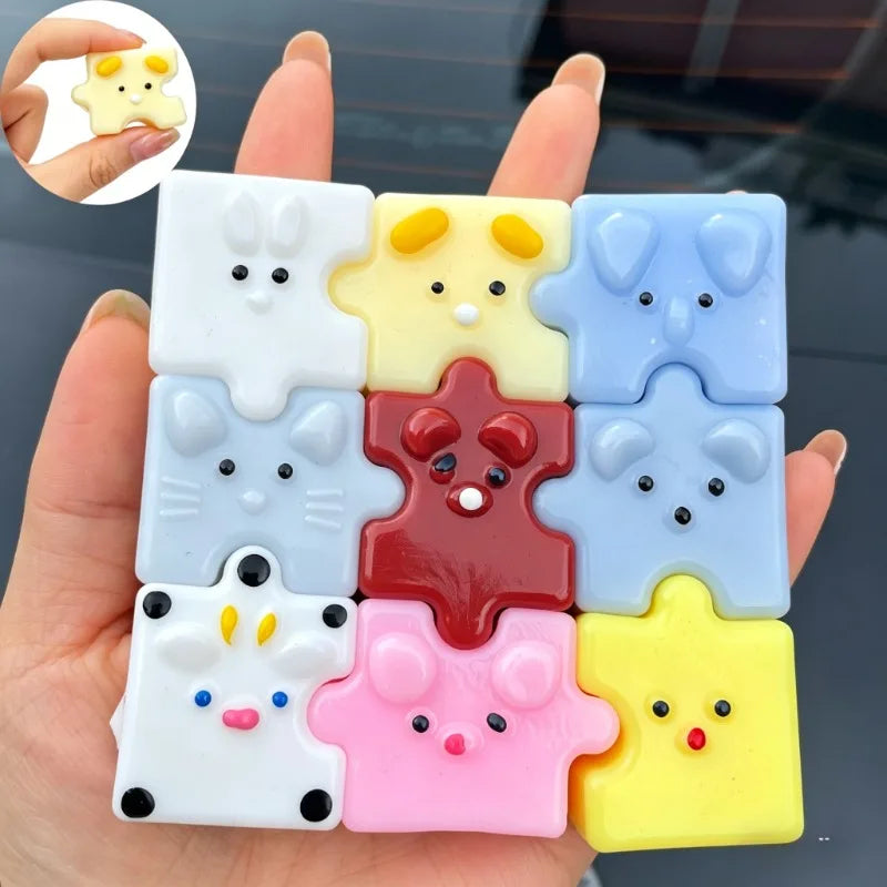Squishy Silicone Jigsaw Puzzle Squeeze Toys Sticky Colorful Puzzle Toy Slow Rising Handmade Squeeze Toy Fun Jigsaw Puzzle Game