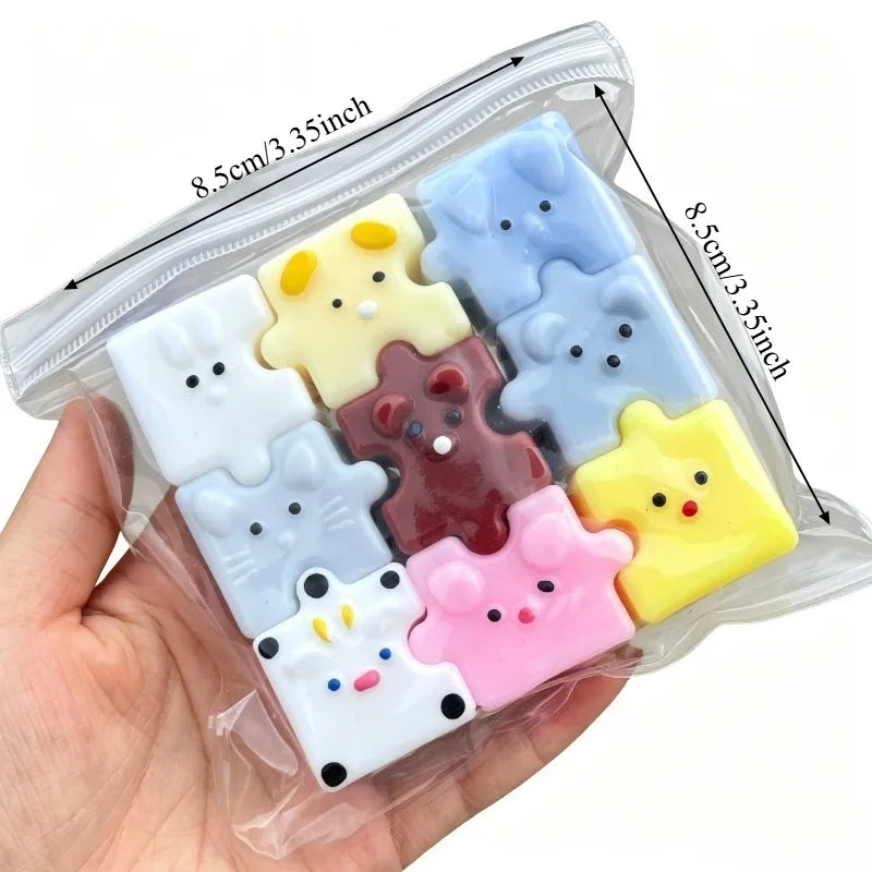 Squishy Silicone Jigsaw Puzzle Squeeze Toys Sticky Colorful Puzzle Toy Slow Rising Handmade Squeeze Toy Fun Jigsaw Puzzle Game