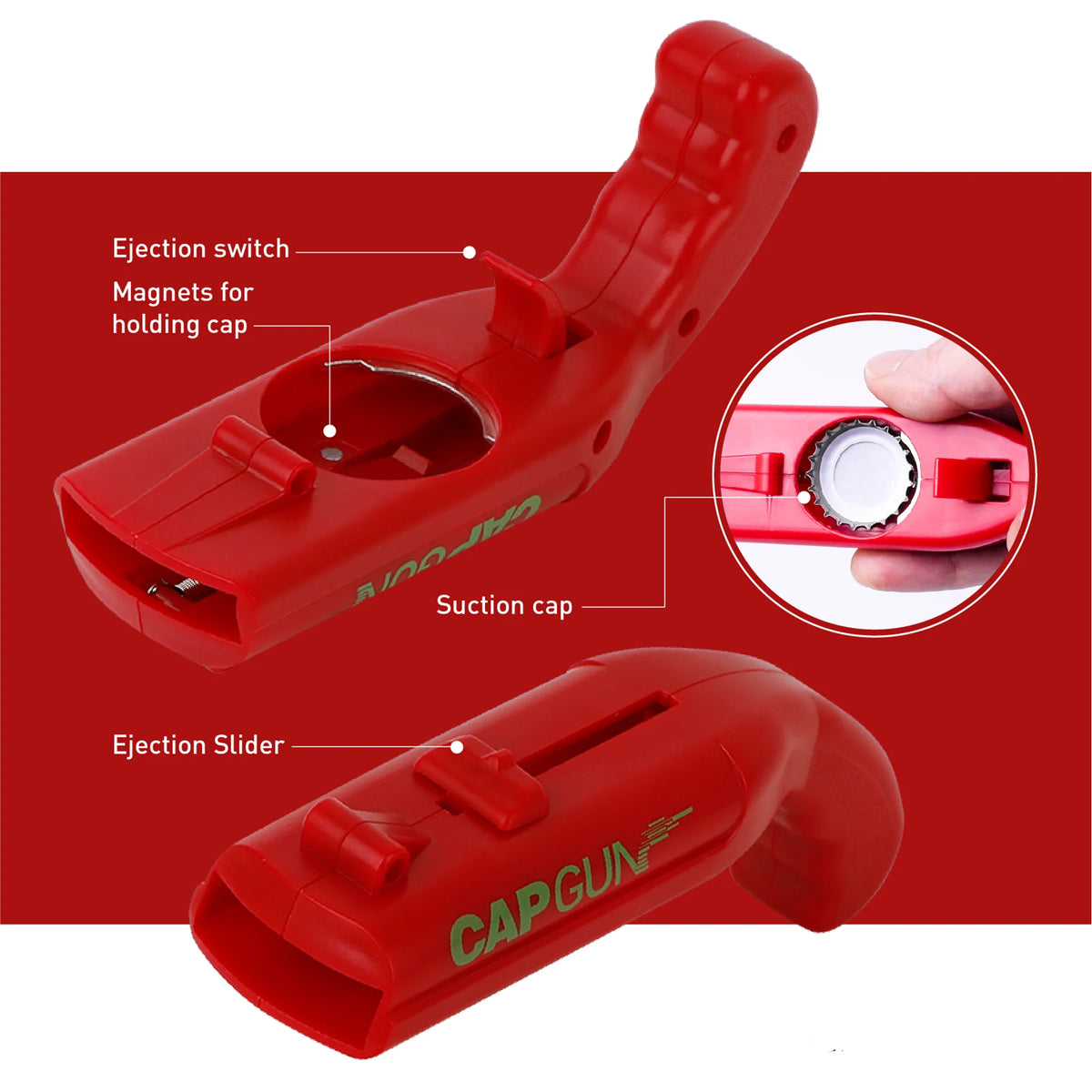 Cap Gun Bottle Opener – Fun Beer Cap Shooter for Parties & Bottle-Opening Games