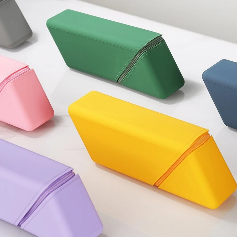A Cute Pencil Case with a Foldable and Waterproof Silicone Pen Holder - Suitable for Desks, Study Rooms and Offices