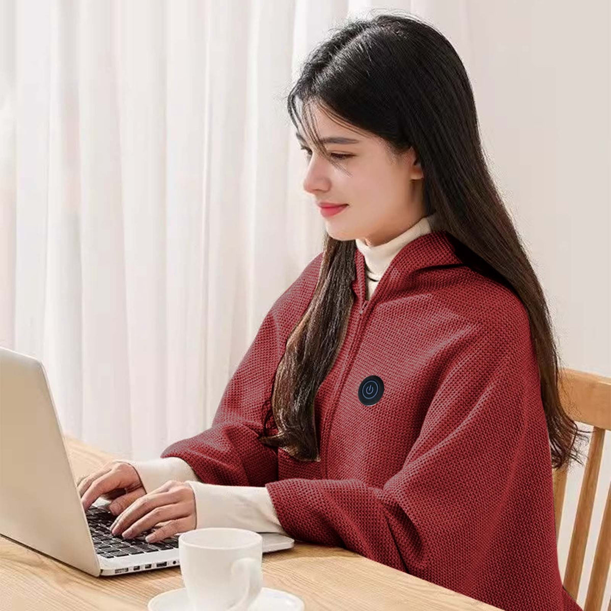 USB Heated Wearable Throw Blanket – 3 Heat Settings, Washable Cozy Wrap for Home, Office & Travel