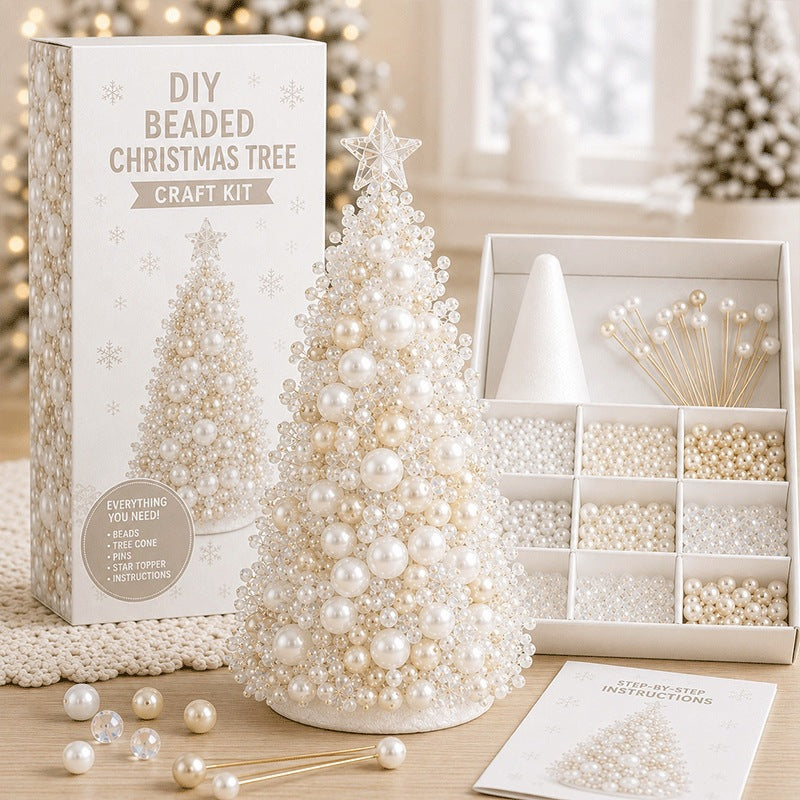 DIY Beaded Christmas Tree Kit – Handmade Tabletop Holiday Decoration Craft Set