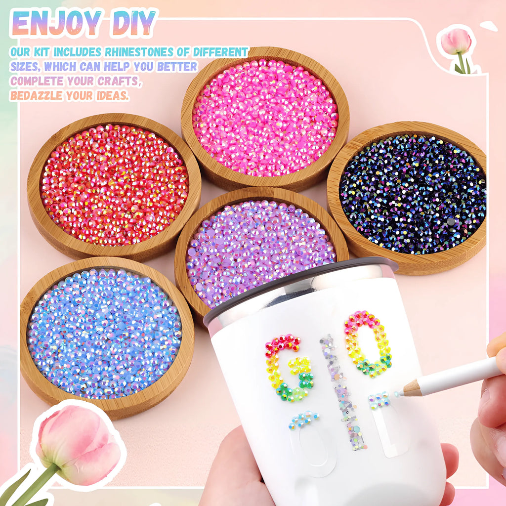 40,000PCS Rhinestone Bedazzling Kit – 40 Colors 3mm Flatback Resin Gems with Tools