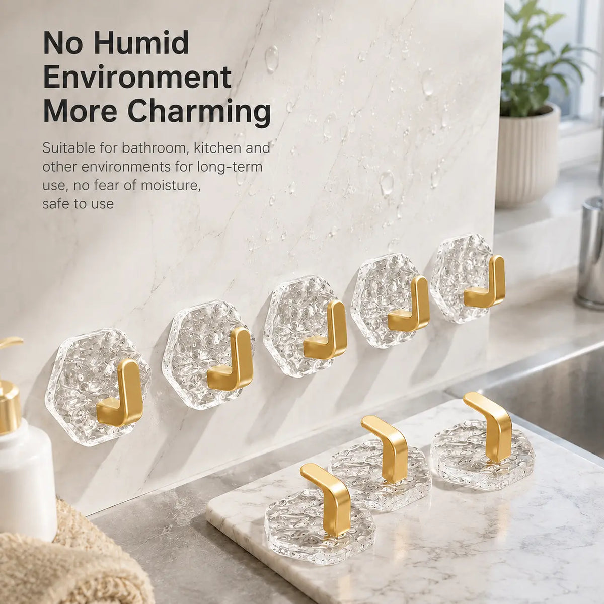 Heavy-Duty Self-Adhesive Hexagonal Hooks – Waterproof Rustproof Wall Hooks for Bathroom, Kitchen & Home Organization