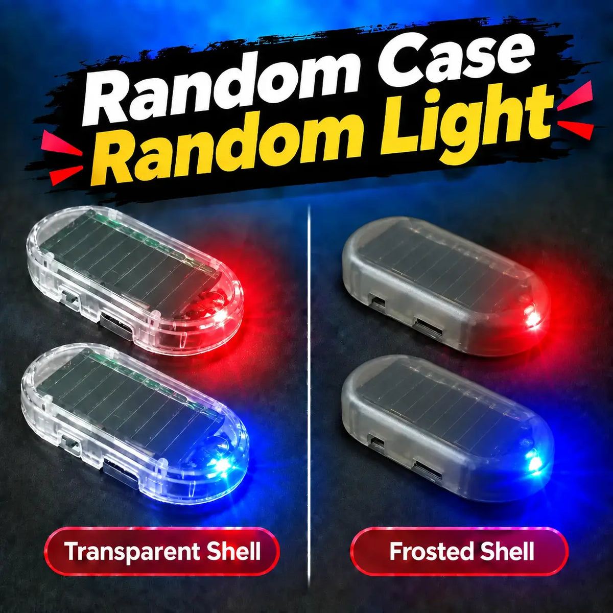 Solar Fake Car Alarm Light – Red & Blue Auto Sensor Security Warning LED