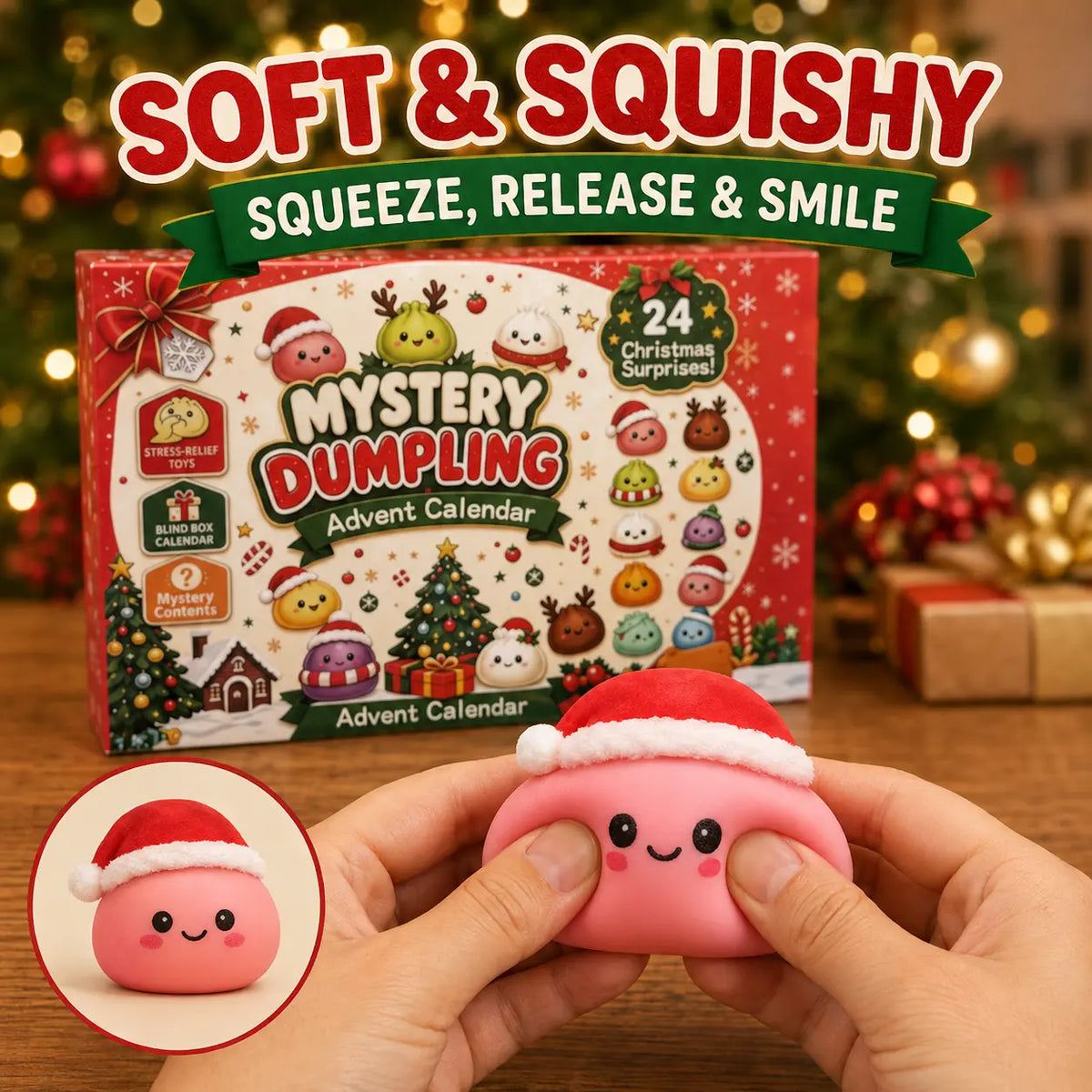 2026 Christmas Mini Squishy Advent Calendar – 24-Day Dumpling Toy Countdown