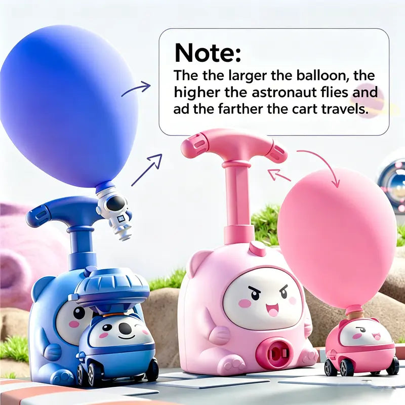 Balloon-Powered Car & Flying Toy Set – Air Pump Launch Playset