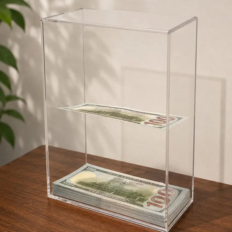 Floating Bill Savings Challenge Box – Clear Acrylic Money Bank
