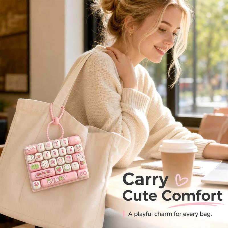 26-Key Mini Fidget Keyboard Toy with Carry Strap for Busy Hands and Everyday Stress Relief – Pocket-Size Clicky Desk Toy, Cute Birthday, Halloween or Christmas Gift for Adults and Kids