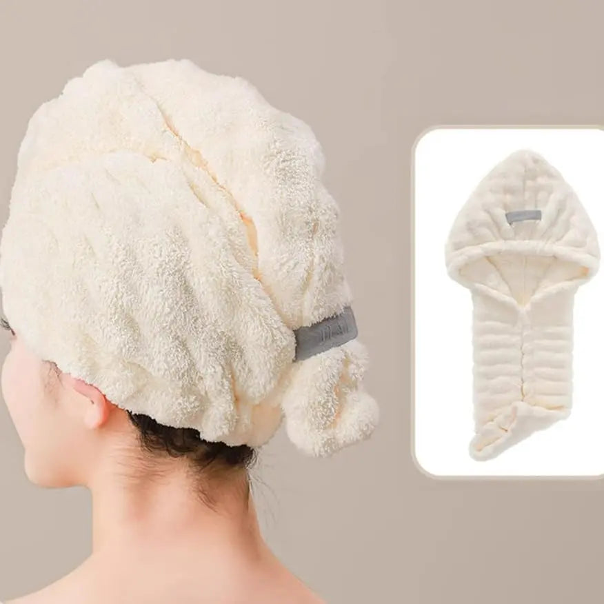 Extra-Thick Microfiber Hair Drying Towel Cap – Large Quick-Dry Hair Wrap