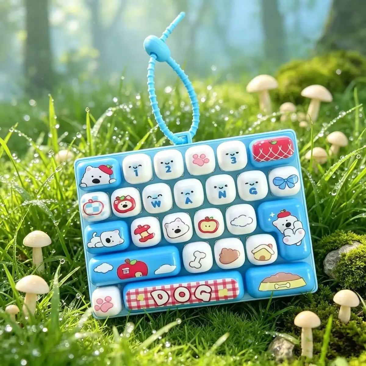 26-Key Mini Fidget Keyboard Keychain – Portable Press Toy & Backpack Accessory