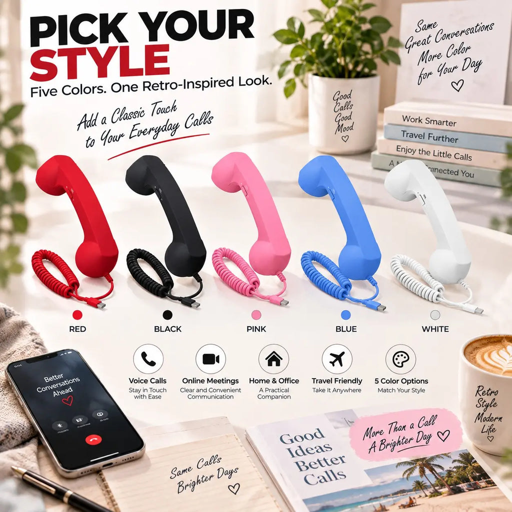 Retro Phone Handset – Type-C / 3.5mm Wired Receiver with Mic & Volume Control
